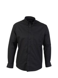 Mens Long Sleeved Oxford Shirt - Black