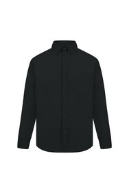 Mens Long Sleeved Oxford Shirt - Black