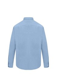 Mens Long Sleeved Oxford Shirt - Light Blue