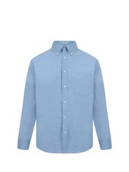 Mens Long Sleeved Oxford Shirt - Light Blue