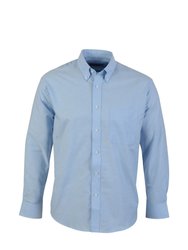Mens Long Sleeved Oxford Shirt - Light Blue
