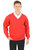 Mens V Neck Sweat - Red - Red