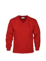 Mens V Neck Sweat - Red