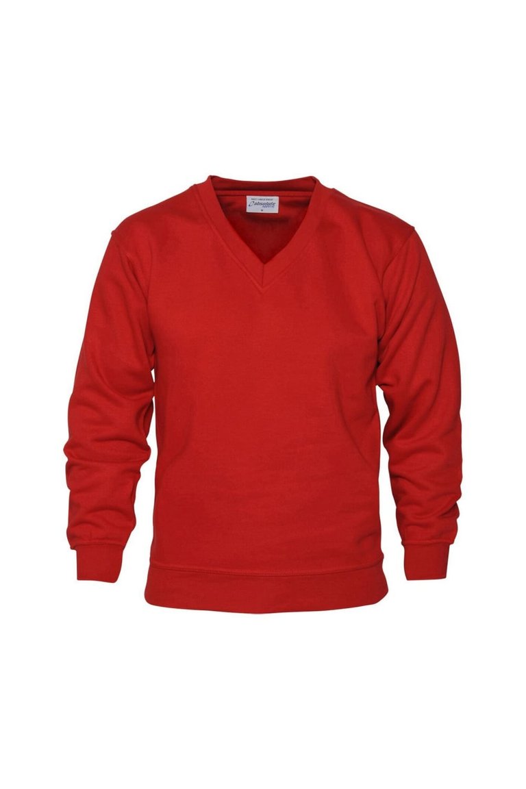 Mens V Neck Sweat - Red