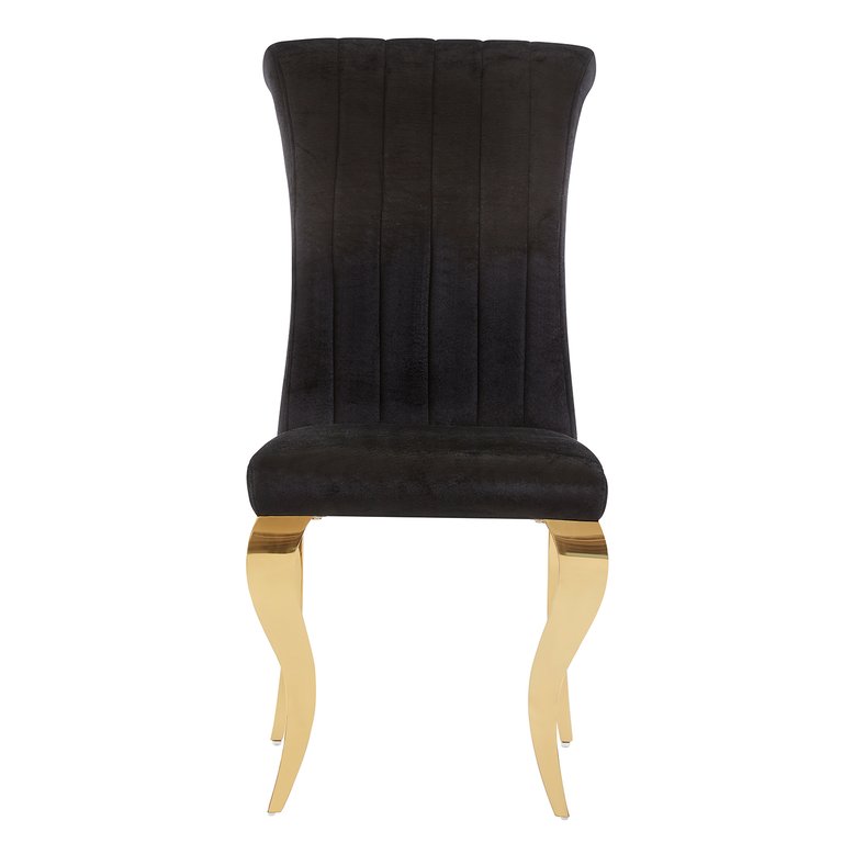 Contemporary Black with Gold Velvet Upholstered Dining Chairs (Set of 2)