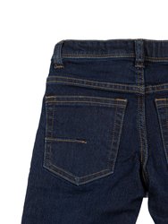 Toddler's Washed Denim Pants - Dark Blue