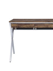 ACME Callers Desk, Weathered Oak & Chrome