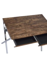 ACME Callers Desk, Weathered Oak & Chrome