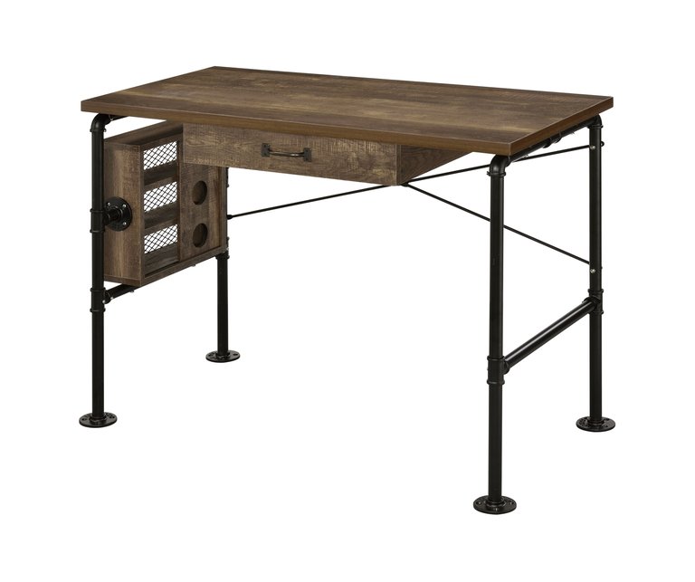 ACME Endang Writing Desk, Weathered Oak & Black Finish