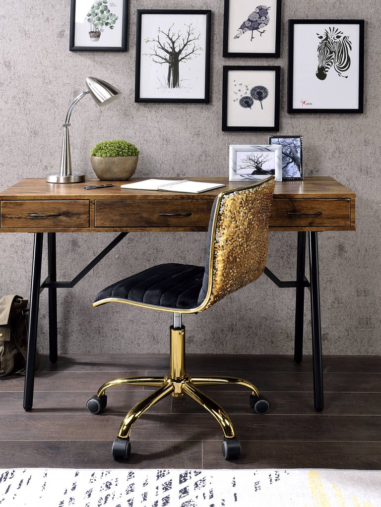 ACME Jalia Desk, Rustic Oak & Black