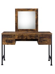 ACME Juvanth Vanity Desk & Mirror, Rustic Oak & Black Finish