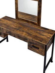 ACME Juvanth Vanity Desk & Mirror, Rustic Oak & Black Finish