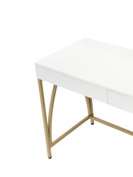 ACME Lightmane Desk, White High Gloss & Gold
