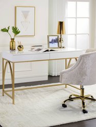 ACME Lightmane Desk, White High Gloss & Gold