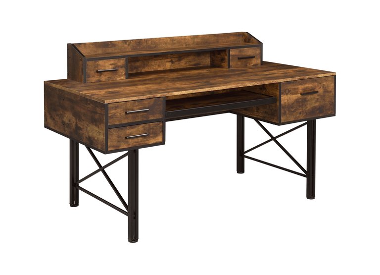 ACME Safea Computer Desk, Weathered Oak & Black Finish