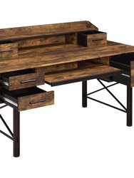 ACME Safea Computer Desk, Weathered Oak & Black Finish