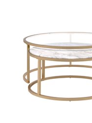 ACME Shanish 2Pc Pk Nesting Table Set, Faux Marble & Gold