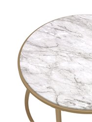 ACME Shanish 2Pc Pk Nesting Table Set, Faux Marble & Gold