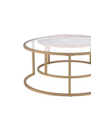 ACME Shanish 2Pc Pk Nesting Table Set, Faux Marble & Gold