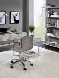 ACME Tigress Writing Desk, White Printed Faux Marble & Chrome Finish