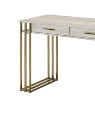 ACME Tyeid Built-in USB Port Writing Desk, Antique White & Gold Finish