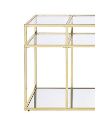 ACME Uchenna Sofa Table, Clear Glass & Gold Finish