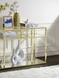 ACME Uchenna Sofa Table, Clear Glass & Gold Finish