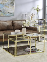 ACME Uchenna Sofa Table, Clear Glass & Gold Finish