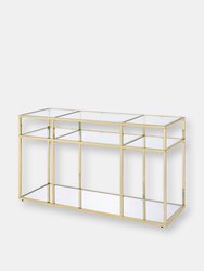 ACME Uchenna Sofa Table, Clear Glass & Gold Finish