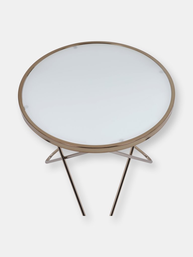 ACME Valora End Table, Champagne & Frosted Glass