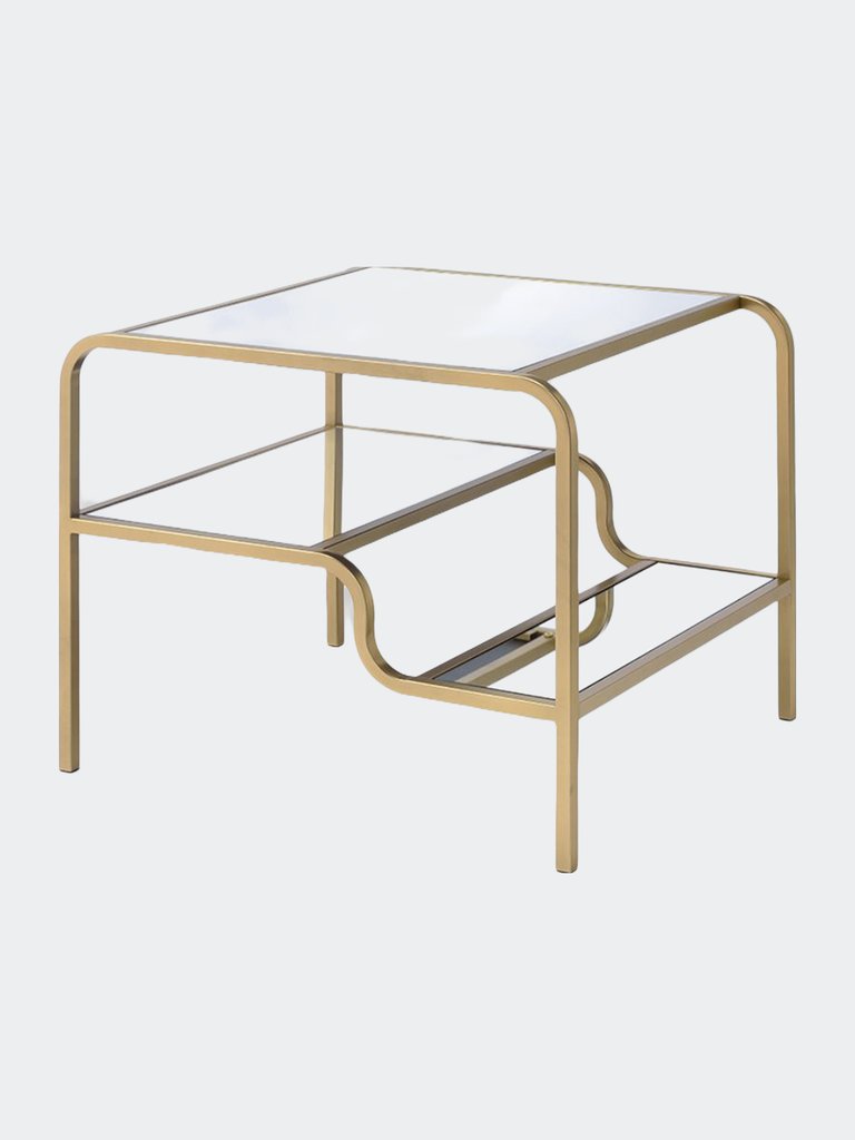 Astrid End Table, Gold & Mirror - Gold & Mirror