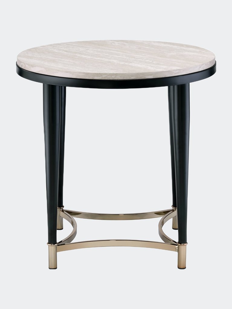 Ayser End Table, White Washed & Black - White Washed & Black