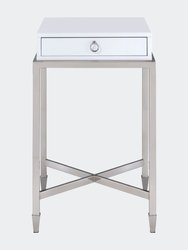 Belinut End Table, White & Brushed Nickel - White & Brushed Nickel