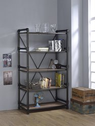 Caitlin Bookshelf 1 Set/2 Ctn - Rustic Oak & Black - Rustic Oak/Black