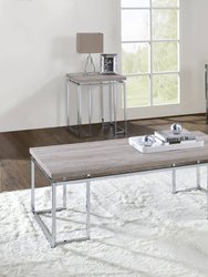 Chafik Coffee Table, Natural Oak & Chrome