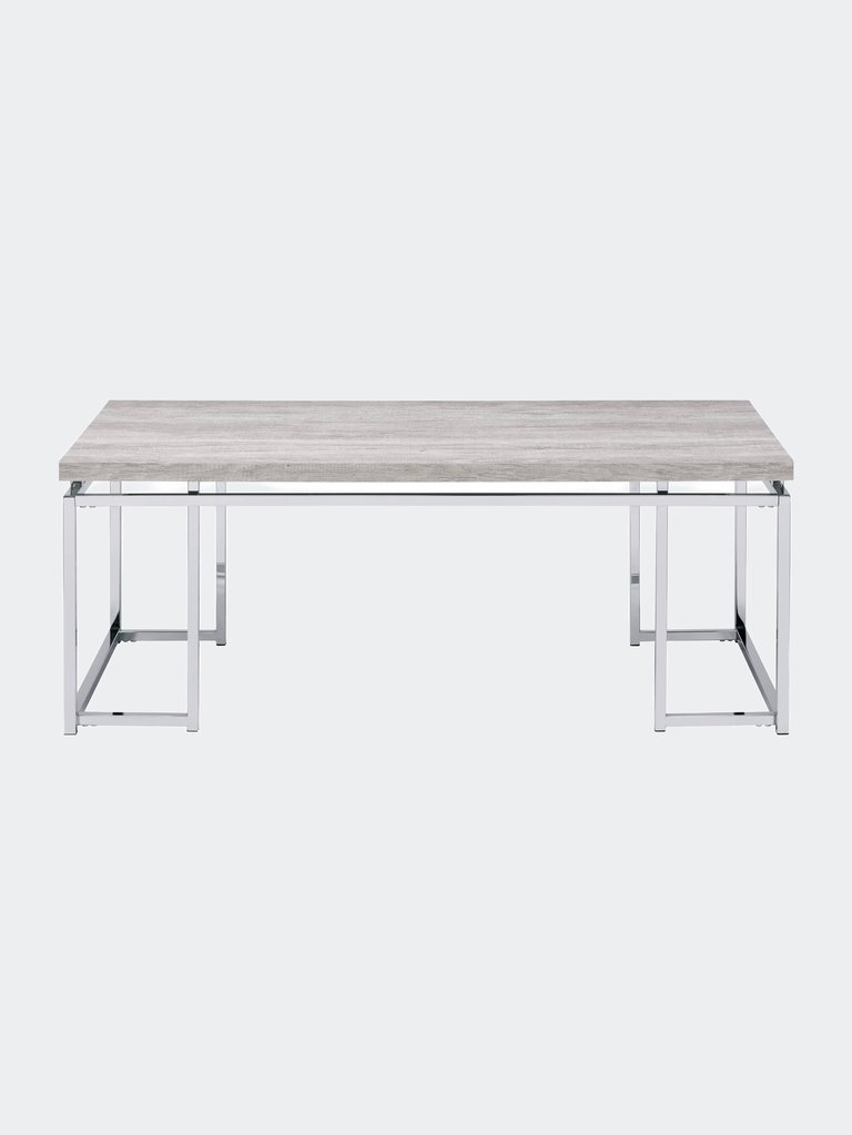 Chafik Coffee Table, Natural Oak & Chrome - Natural Oak & Chrome