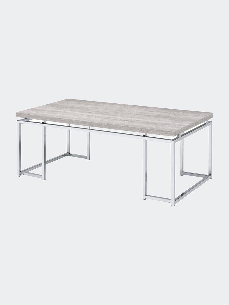 Chafik Coffee Table, Natural Oak & Chrome