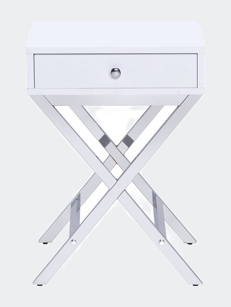 Coleen Accent Table - White & Chrome