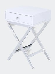 Coleen Accent Table - White & Chrome - White