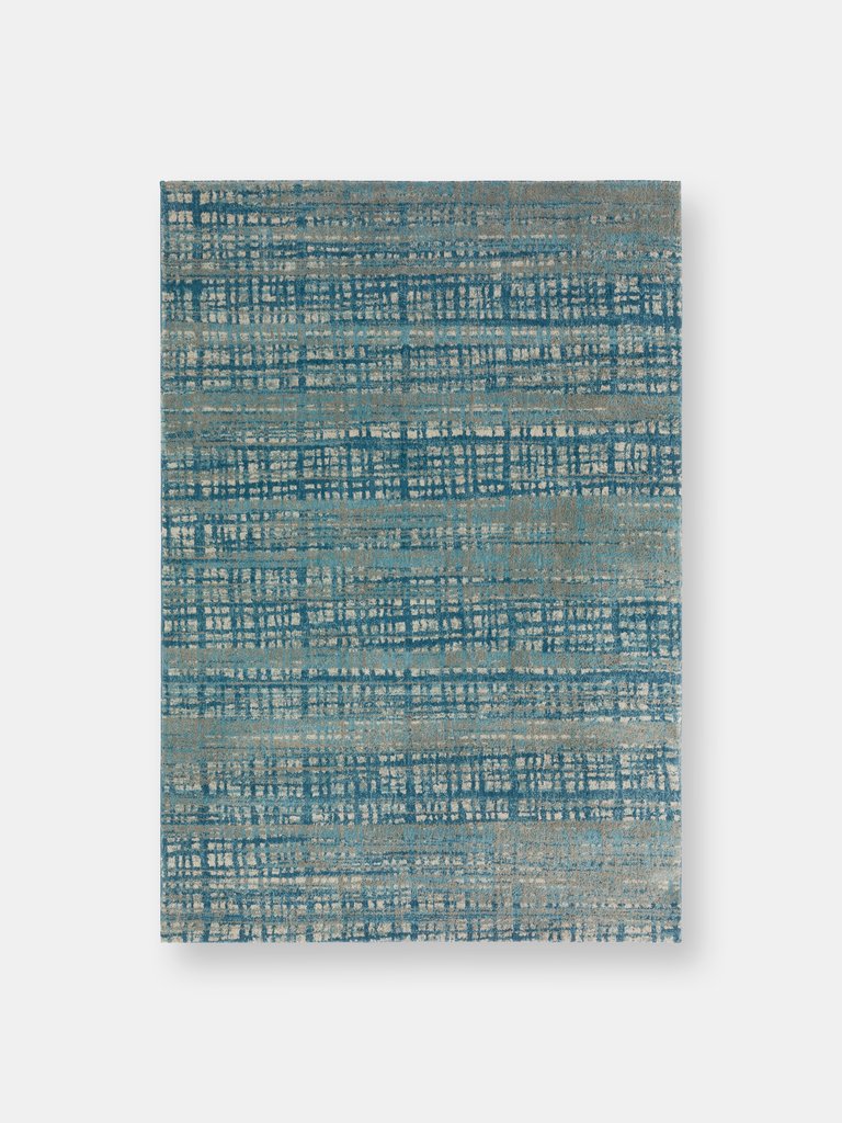 Addison Emporium Distressed Crosshatch Microfiber Rug - Blue