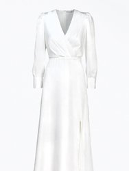 Brandy Wrap-Effect Sateen Maxi Dress - White