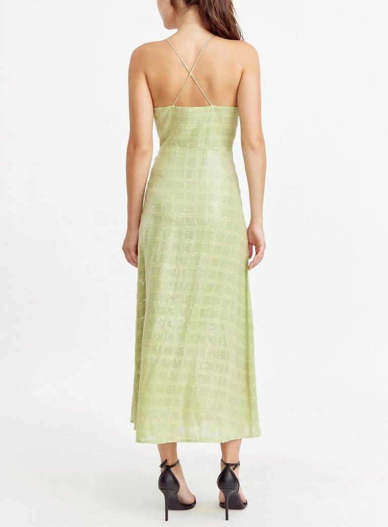 Calista Sequin Dress In Matcha Green