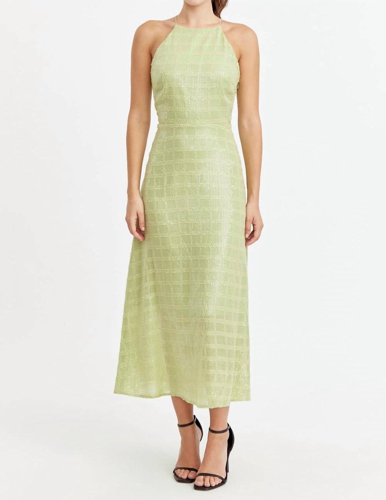 Calista Sequin Dress In Matcha Green - Matcha Green