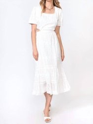 Katina Embroidered Cut Out Midi Dress - White