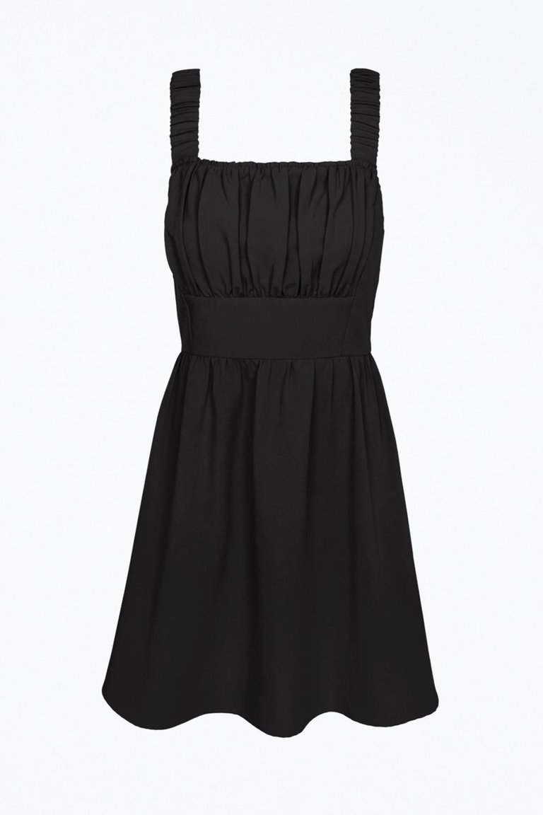 Kina Scrunchie Strap Crepe Mini Dress - Black