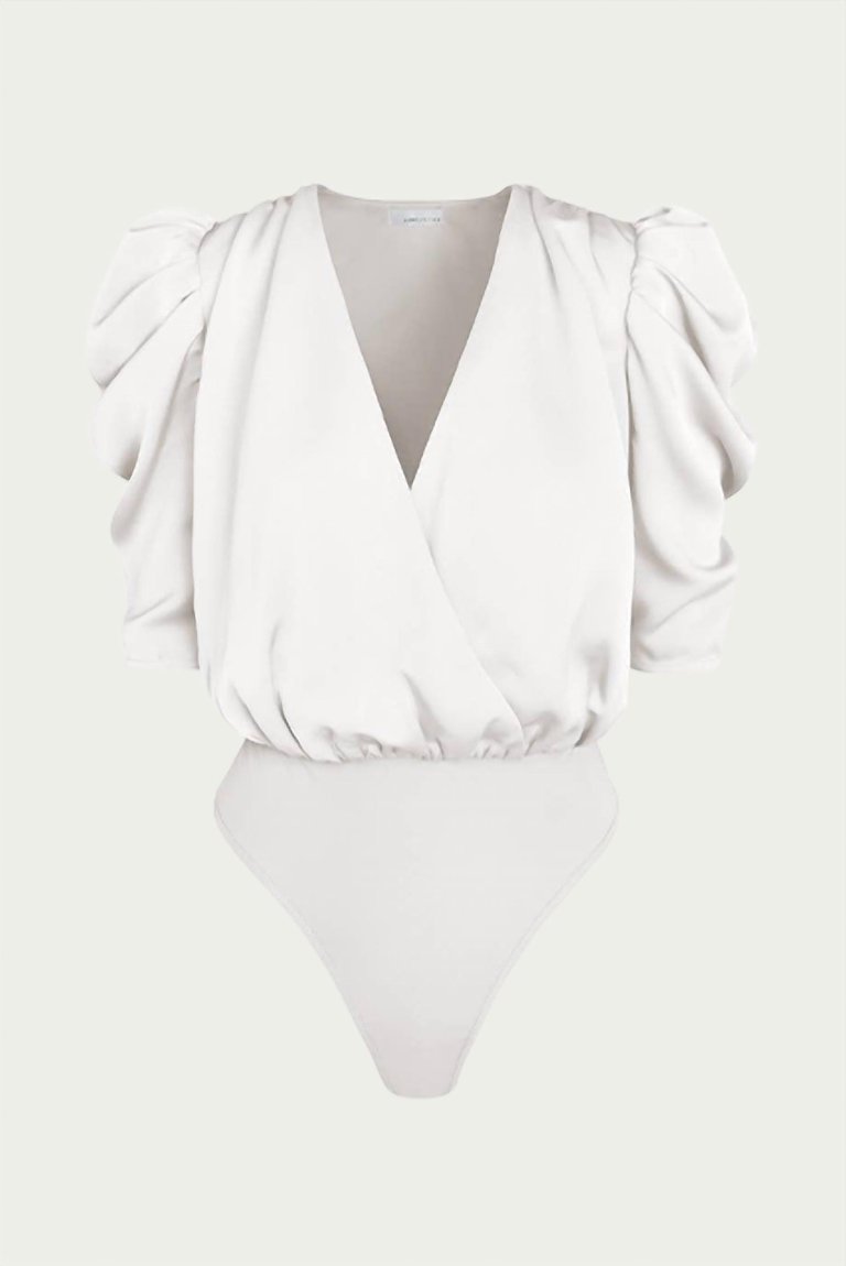 Lila Wrap-Effect Sateen Bodysuit - White