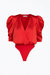 Lila Wrap-Effect Sateen Bodysuit - Chili Red