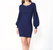 Mellie Ribbed Puff Sleeve Sweater Dress - Marine Blue