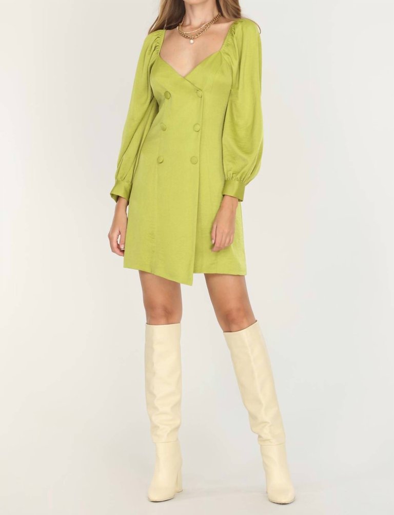 Samantha Asymmetrical Tailored Dress In Agave Green