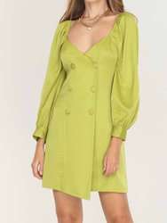 Samantha Asymmetrical Tailored Dress In Agave Green - Agave Green